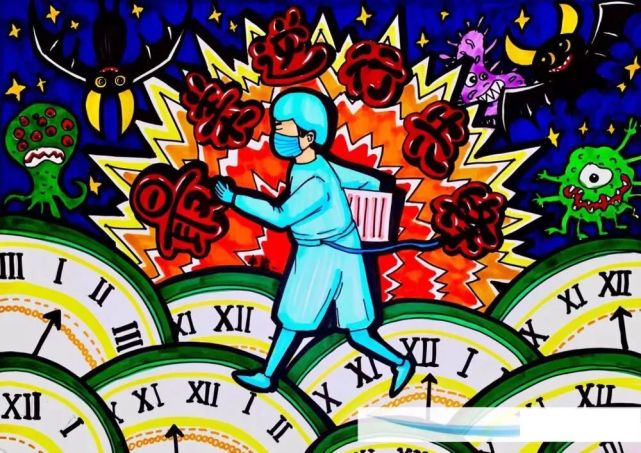 疫情的绘画/疫情绘画竖式简单 疫情的绘画/疫情绘画竖式简单
