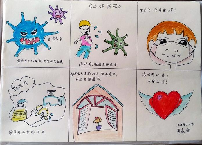 预防疫情四格画:预防疫情画图